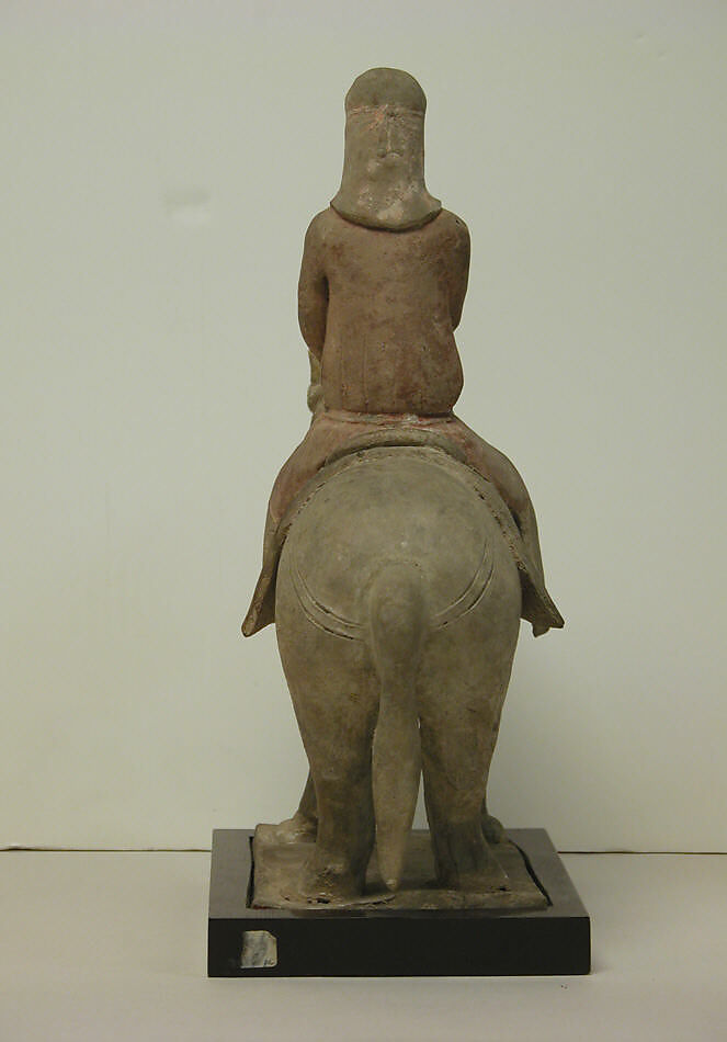 Mounted musician (one of two), Earthenware with pigment, China