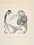 A Fat Man Confronting a Thin Man, David Levine (American, Brooklyn, New York 1926–2009 New York), Pen and black ink 