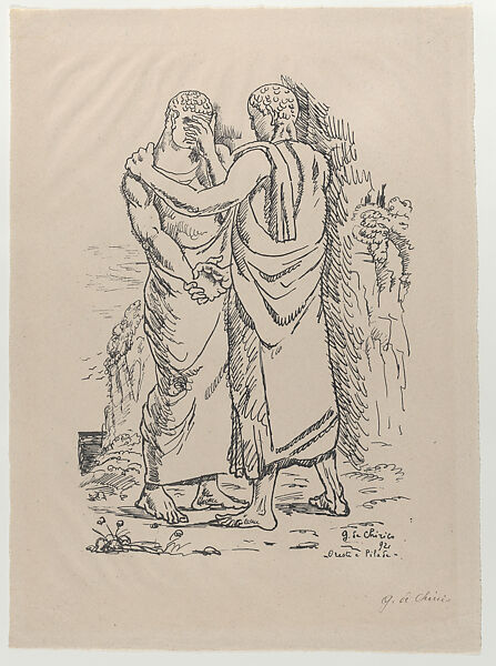 Orestes e Pilades, Giorgio de Chirico (Italian (born Greece), Vólos 1888–1978 Rome), Lithograph 