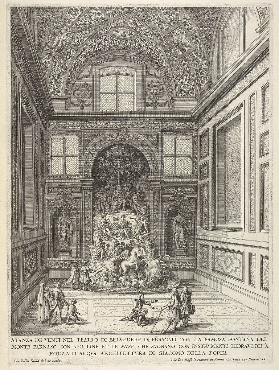 Stanza di Venti nel Teatro di Belvedere di Frascati, Giovanni Battista Falda (Italian, Valduggia 1643–1678 Rome), Etching 