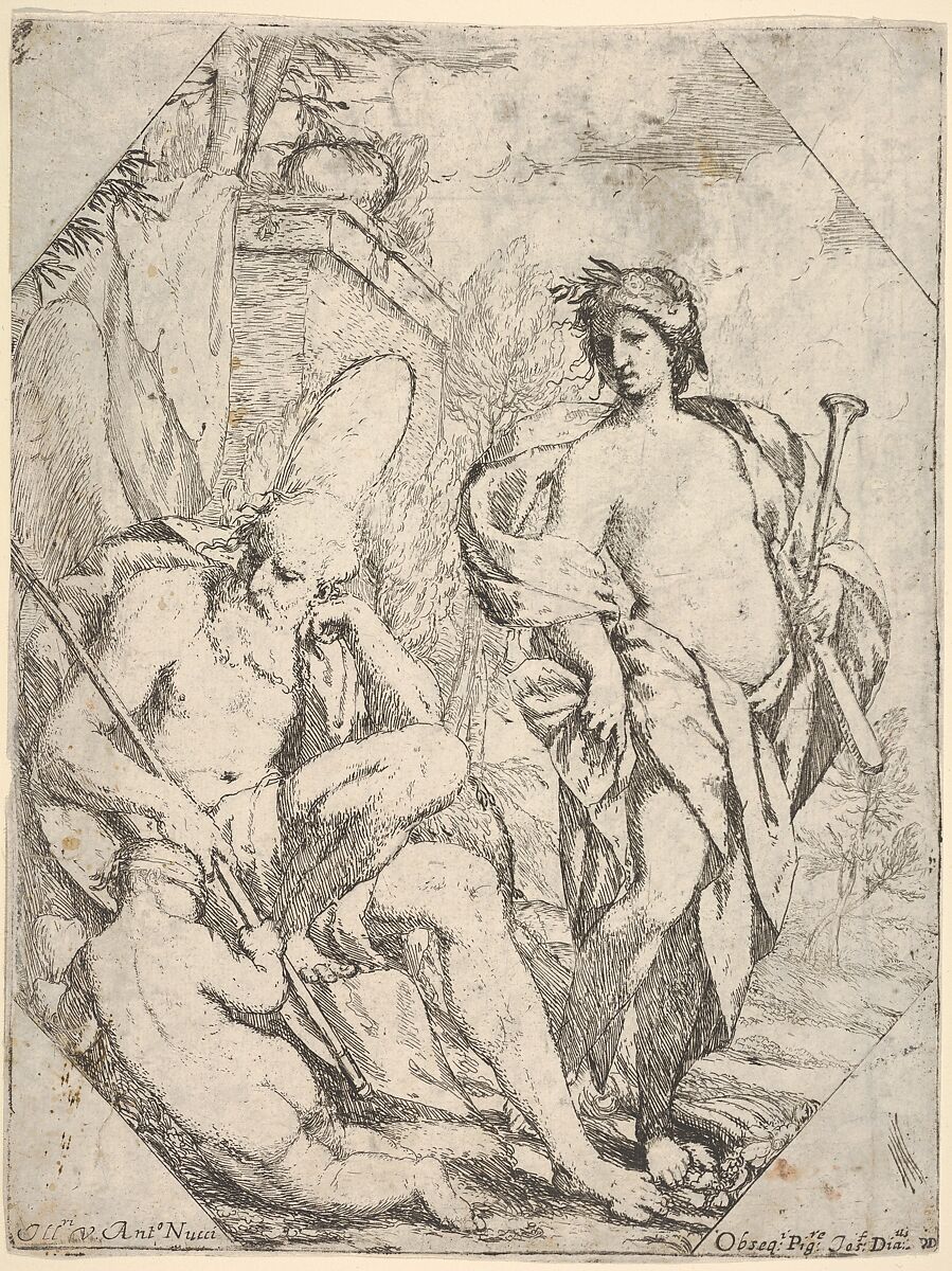 Saturn, Eros, and a Woman, Giuseppe Diamantini (Italian, Fossombrone 1621–1705 Fossombrone), Etching 
