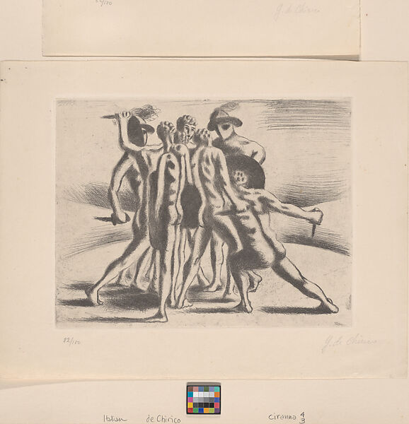 Gladitorial Combat, Giorgio de Chirico (Italian (born Greece), Vólos 1888–1978 Rome), Etching 