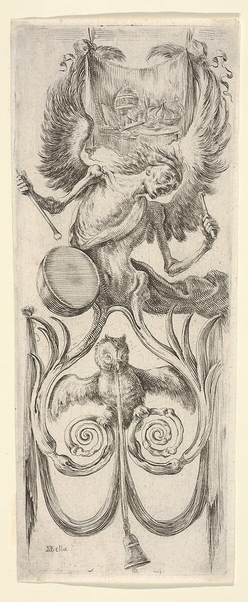 Stefano della Bella | Death beating a drum above, an owl and a bell ...