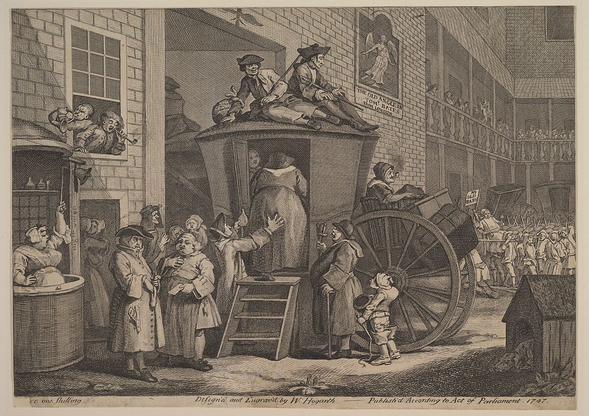 The Stage Coach, or The Country Inn Yard, William Hogarth (British, London 1697–1764 London), Etching and engraving; second state of three 