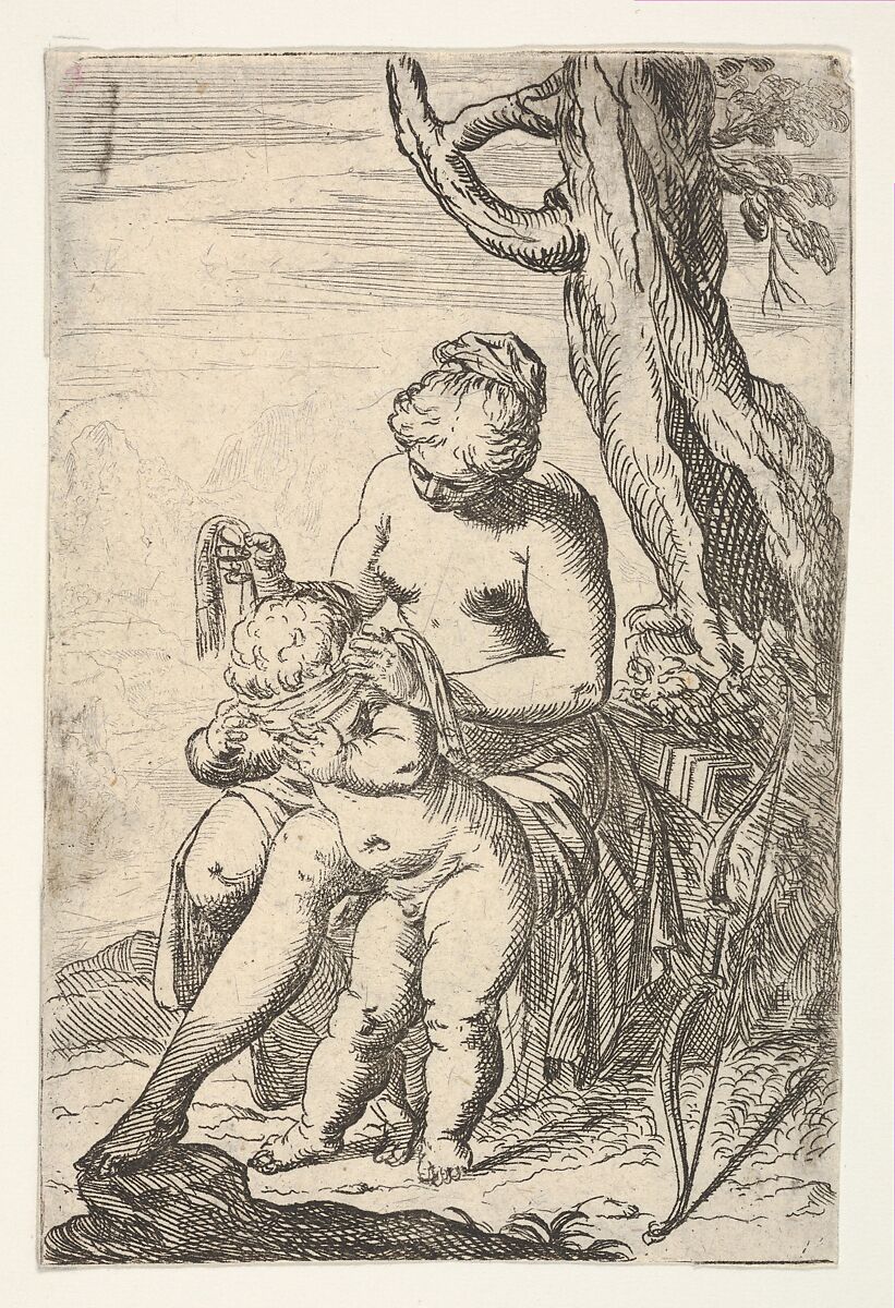 Venus tying a blindfold over Cupid's eyes, from "Sport of Love" (Scherzi d'amore), Odoardo Fialetti (Italian, Bologna 1573–1637/38 Venice), Etching 