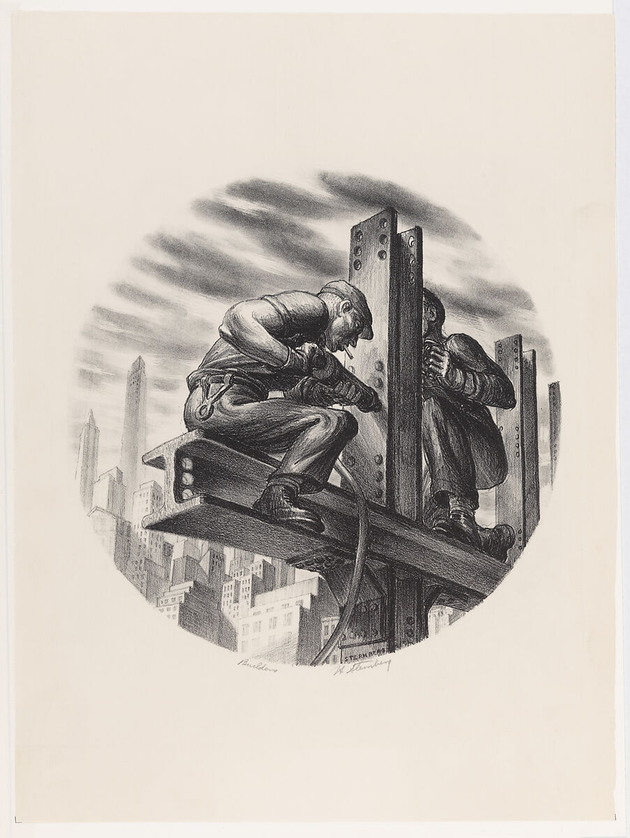 Builders, Harry Sternberg (American, New York 1904–2001 Escondido, California), Lithograph 