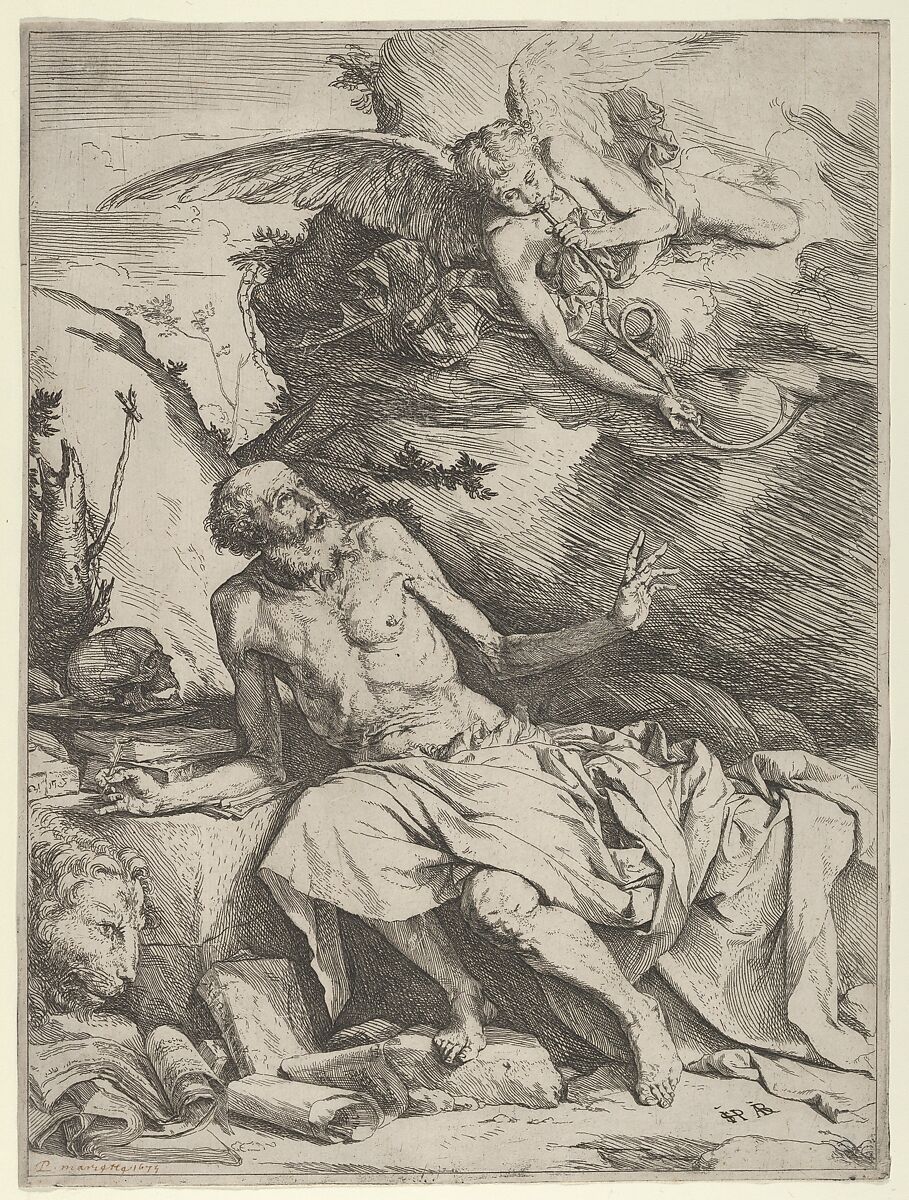 Saint Jerome Hearing the Trumpet of the Last Judgment, Jusepe de Ribera (called Lo Spagnoletto) (Spanish, Játiva 1591–1652 Naples), Etching and engraving 