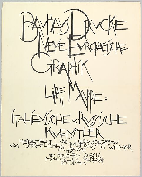 Bauhaus Portfolio IV: Title Page, Lyonel Charles Feininger (American, New York 1871–1956 New York), Lithograph 