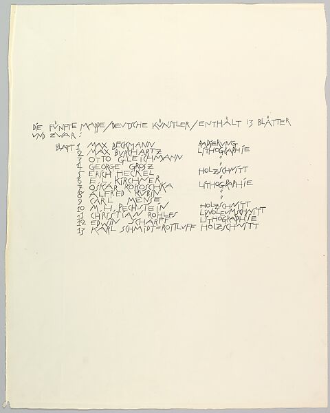 Bauhaus Portfolio V: Table of Contents/Imprint, Lyonel Charles Feininger (American, New York 1871–1956 New York), Lithograph 