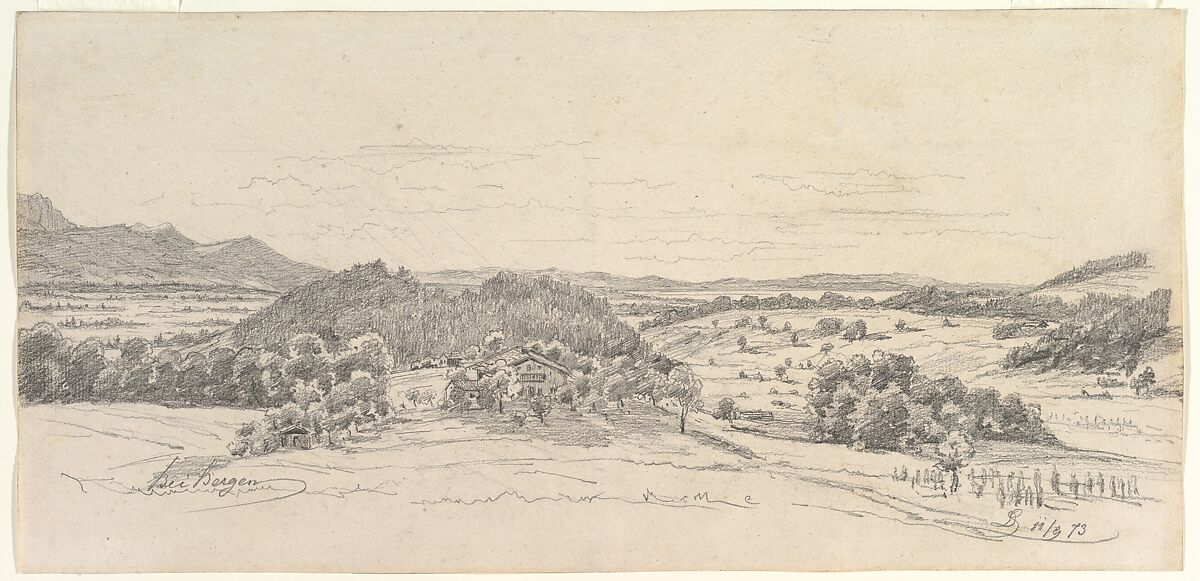 Panoramic landscape near Bergen, Monogrammist DS (Norwegian, active ca. 1873), Graphite 