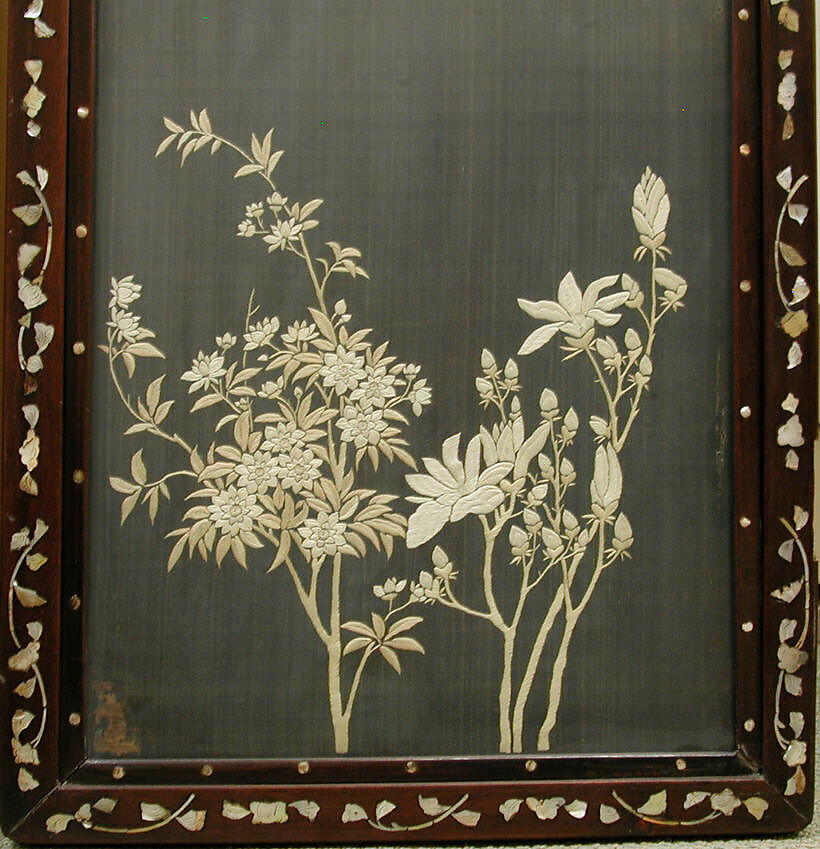 Embroidered Panel (from set of four), Silk, metallic thread, China