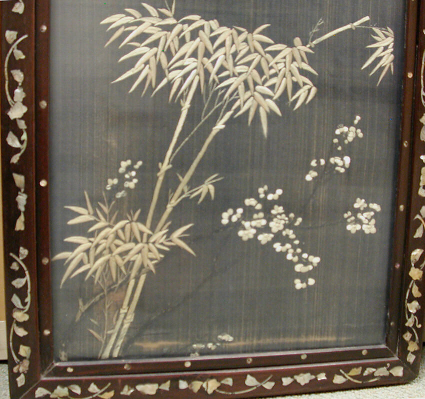Embroidered Panel (from set of four), Silk, metallic thread, China