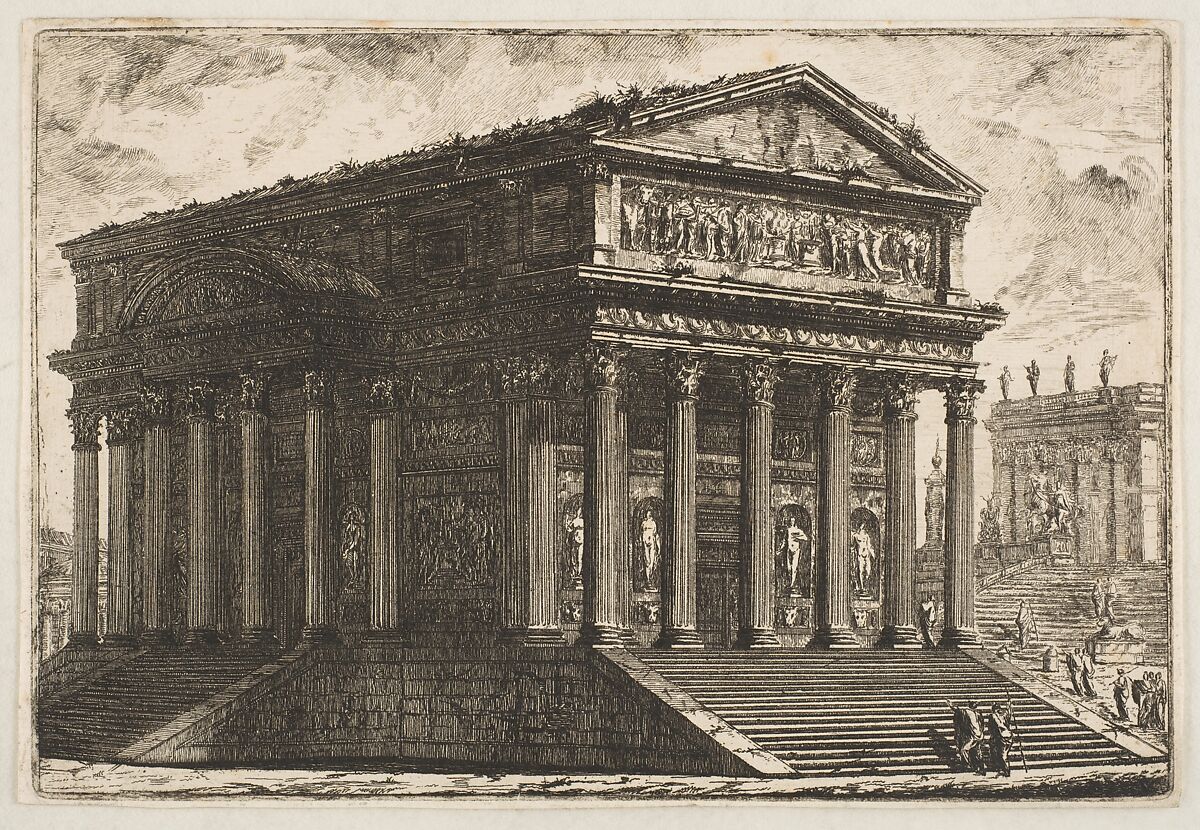 View of a Temple, Pierre Moreau  French, Etching