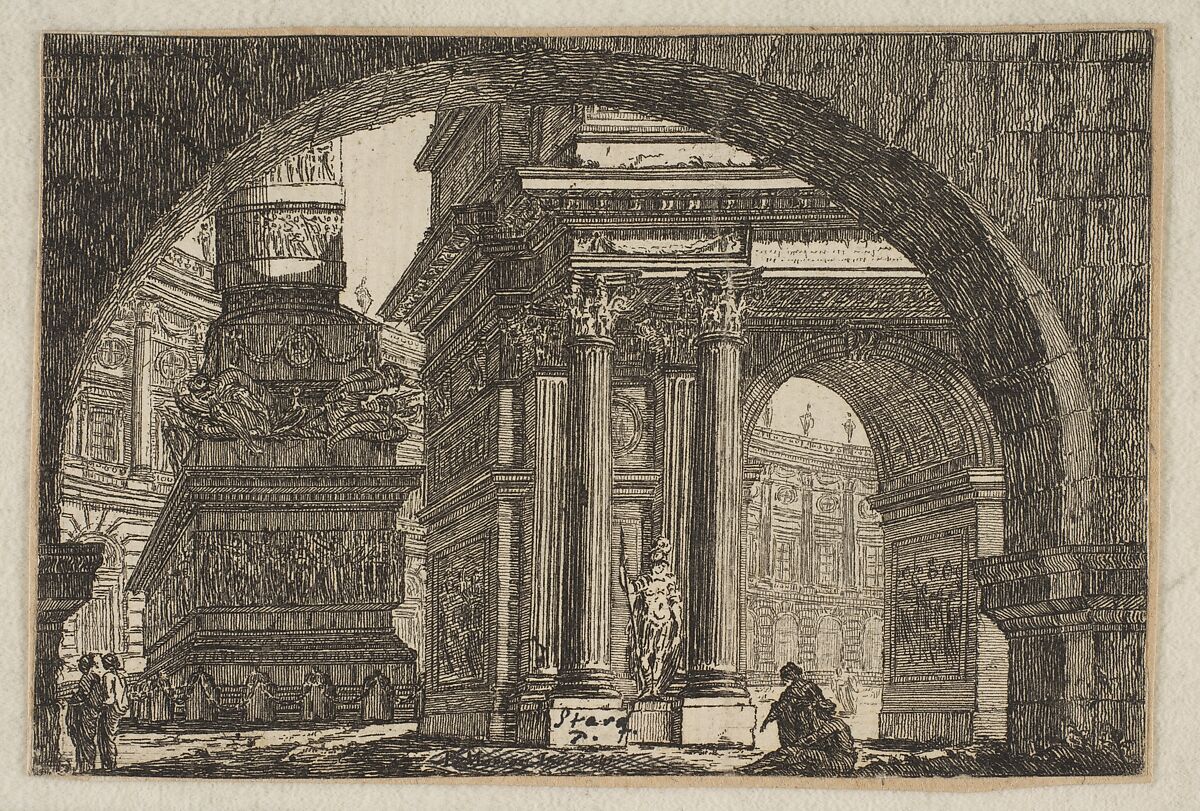 Figures in an Imaginary Architectural Interior, Pierre Moreau (French, 1722–1798 Paris), Etching 