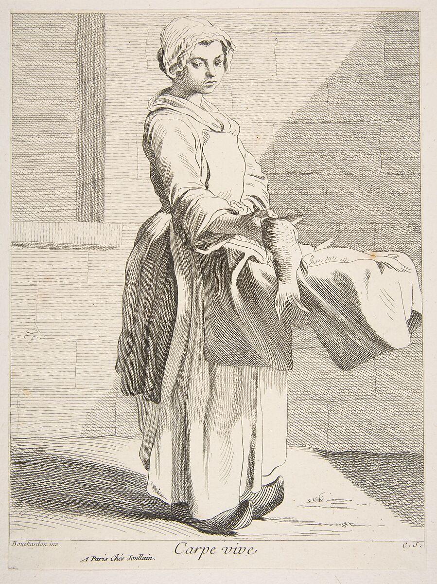 Fish Vendor, Anne Claude Philippe de Tubières, comte de Caylus (French, Paris 1692–1765 Paris), Etching with some engraving 