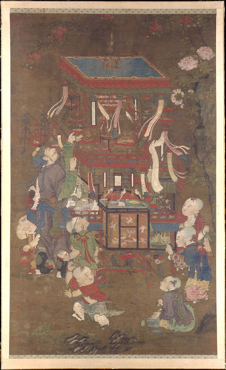 Bird peddler, Unidentified artist, Hanging scroll; ink and color on silk, China 