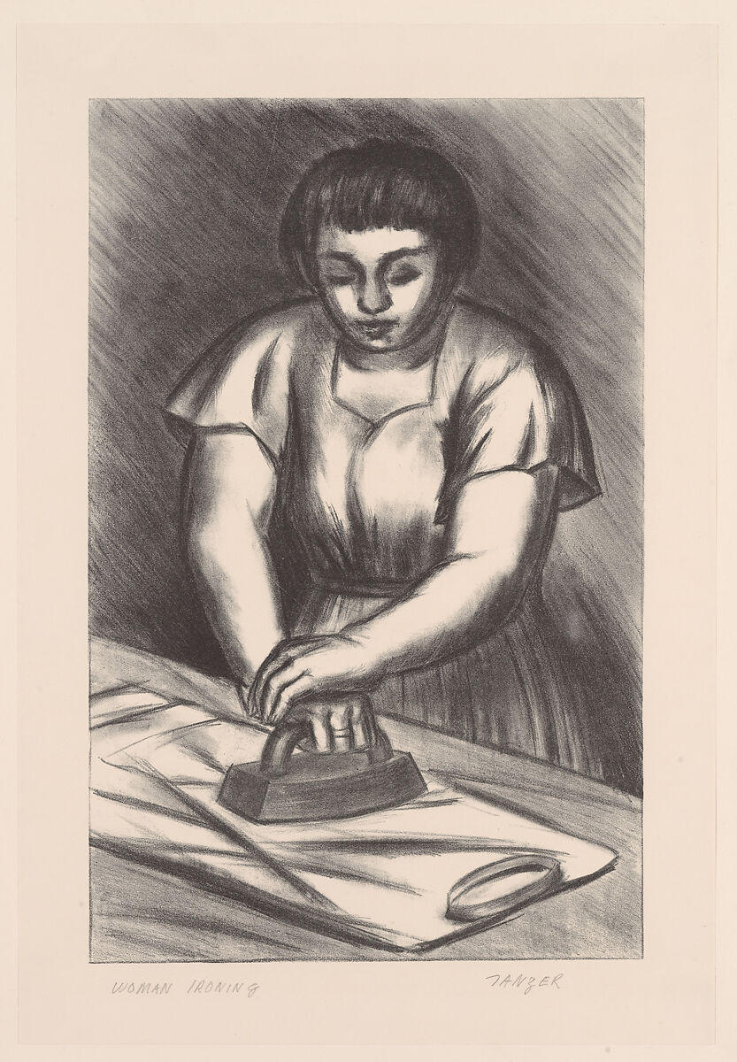 Woman Ironing, Julius Tanzer  American, Lithograph