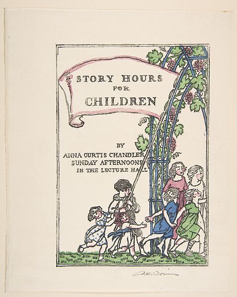 Story Hours for Children by Anna Curtis Changler, Sunday Afternoons in the Lecture Hall, Florence Wyman Ivins (American, 1881–1948), Color woodcut, proof 