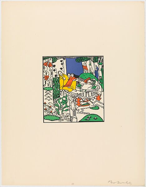 Die Schalfenden (The Sleeping) from the series Die Träumenden Knabe (The Dreaming Boys), Oskar Kokoschka (Austrian, Pöchlarn 1886–1980 Montreux), Color lithograph 