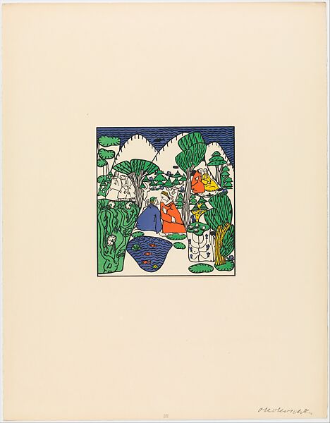 Paare im Gespräch (Couples in Conversation) from the series Die Träumenden Knabe (The Dreaming Boys), Oskar Kokoschka (Austrian, Pöchlarn 1886–1980 Montreux), Color lithograph 
