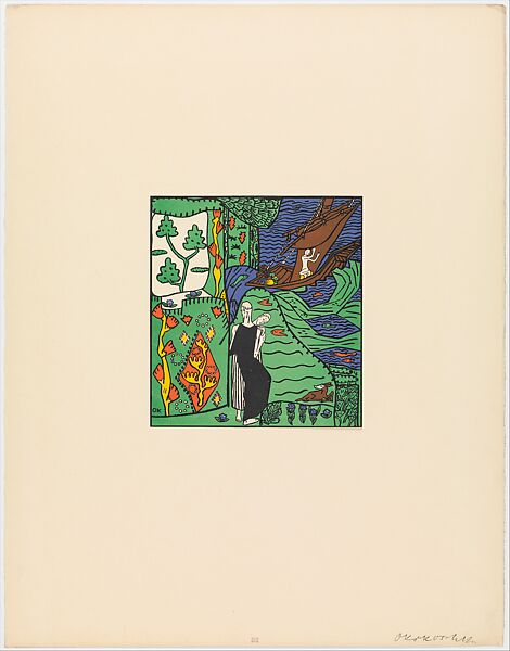 Das Segelschiff (The Sailboat) from the series Die Träumenden Knabe (The Dreaming Boys), Oskar Kokoschka (Austrian, Pöchlarn 1886–1980 Montreux), Color lithograph 