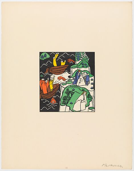 Die Schiffer rufen (The Sailors Call) from the series Die Träumenden Knabe (The Dreaming Boys), Oskar Kokoschka (Austrian, Pöchlarn 1886–1980 Montreux), Color lithograph 