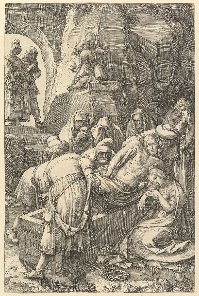 The Entombment, from "The Passion of Christ", Hendrick Goltzius (Netherlandish, Mühlbracht 1558–1617 Haarlem), Engraving 