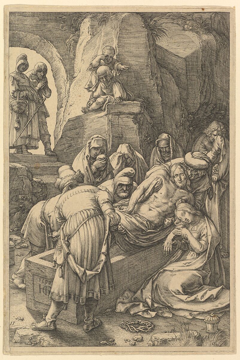 The Entombment, from "The Passion of Christ", Hendrick Goltzius (Netherlandish, Mühlbracht 1558–1617 Haarlem), Engraving 