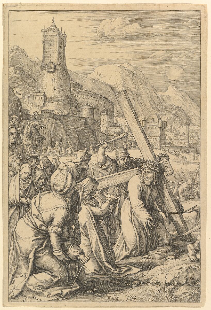 Christ Carrying the Cross, from "The Passion of Christ", Hendrick Goltzius (Netherlandish, Mühlbracht 1558–1617 Haarlem), Engraving 