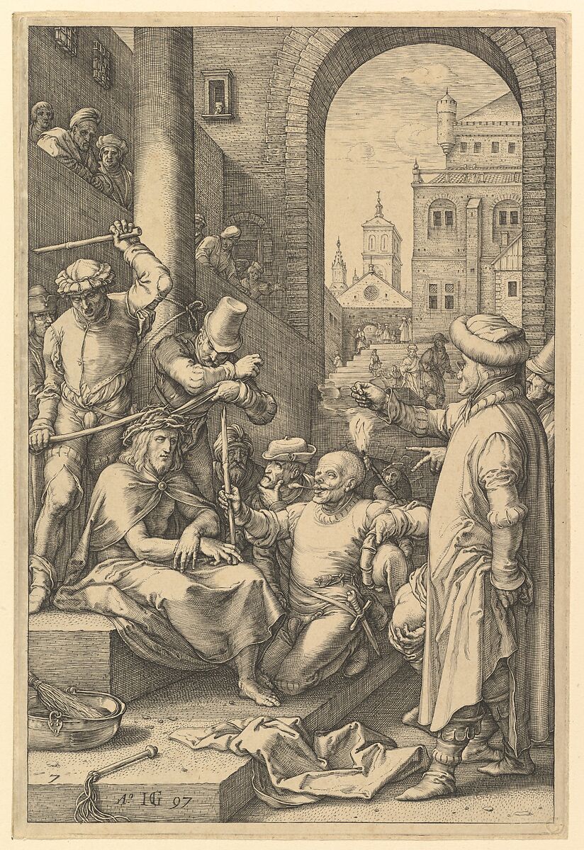 The Crowning with Thorns, from "The Passion of Christ", Hendrick Goltzius (Netherlandish, Mühlbracht 1558–1617 Haarlem), Engraving 