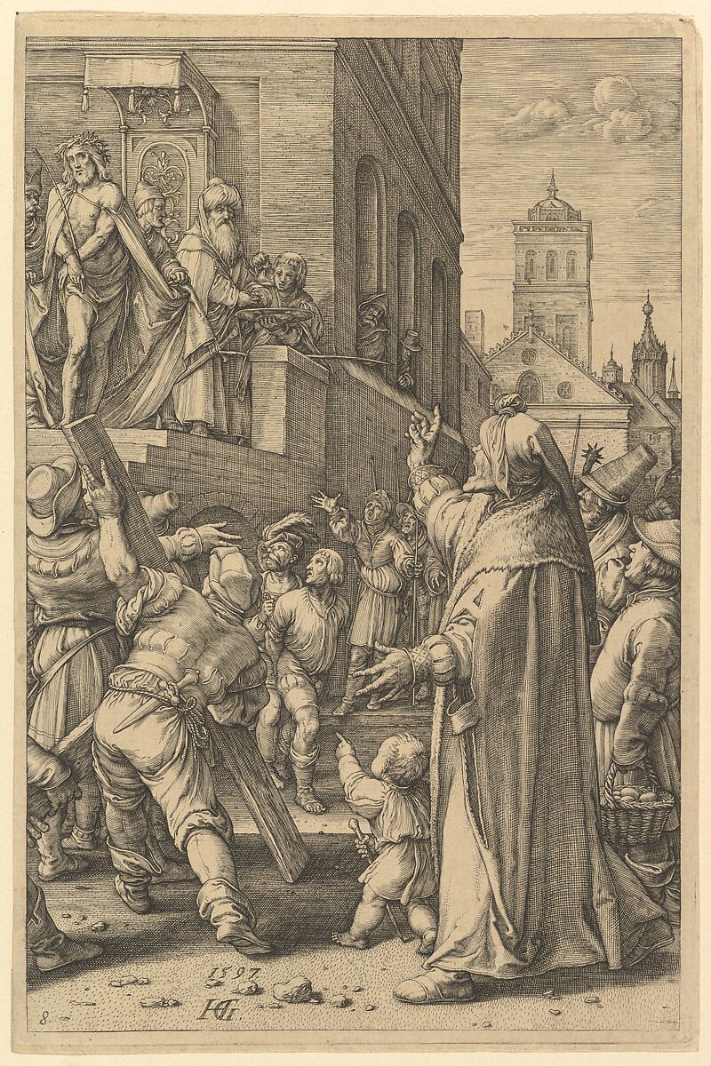 Ecce Homo, from "The Passion of Christ", Hendrick Goltzius (Netherlandish, Mühlbracht 1558–1617 Haarlem), Engraving 