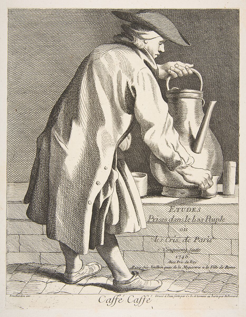 Coffee Vendor, Anne Claude Philippe de Tubières, comte de Caylus (French, Paris 1692–1765 Paris), Etching with some engraving 