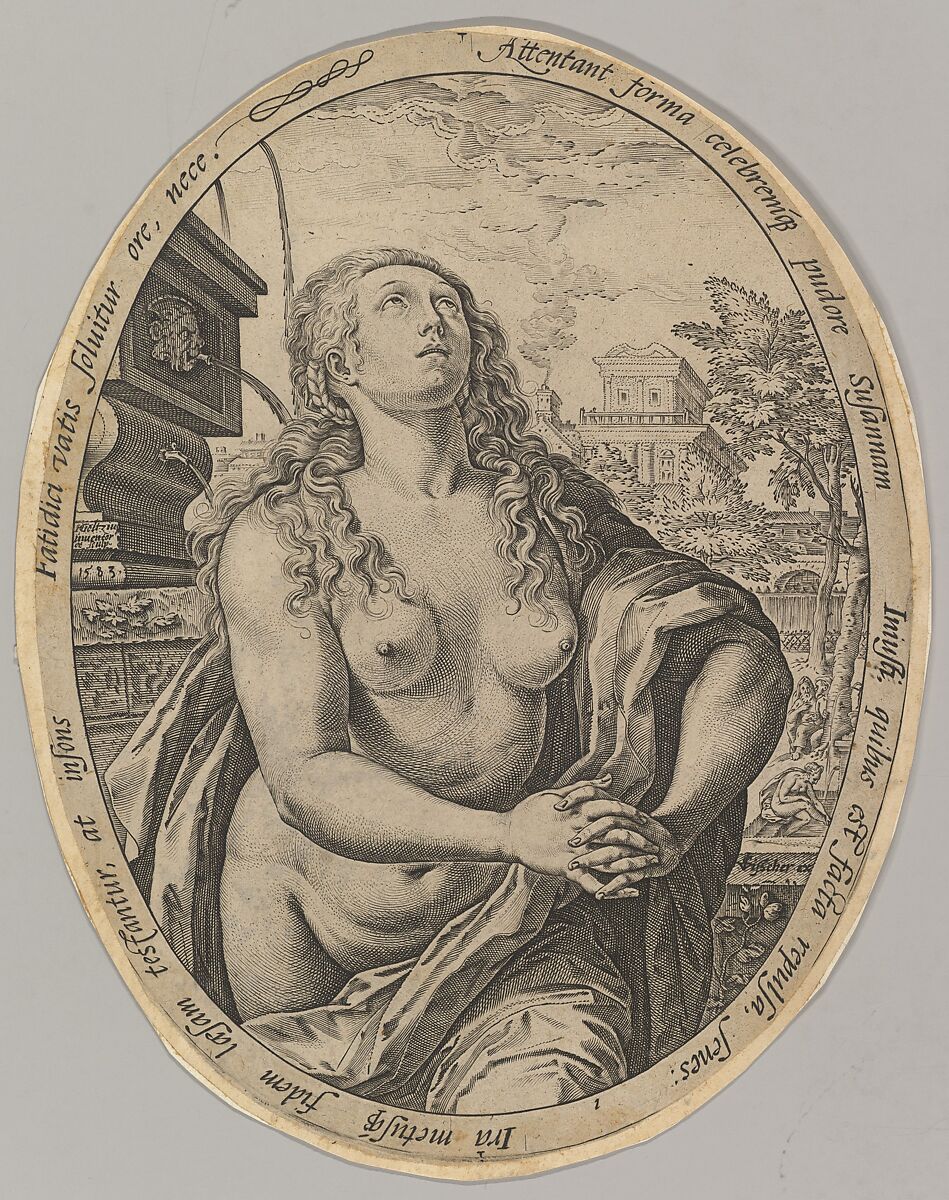 Susanna, Hendrick Goltzius (Netherlandish, Mühlbracht 1558–1617 Haarlem), Engraving; second state of two 