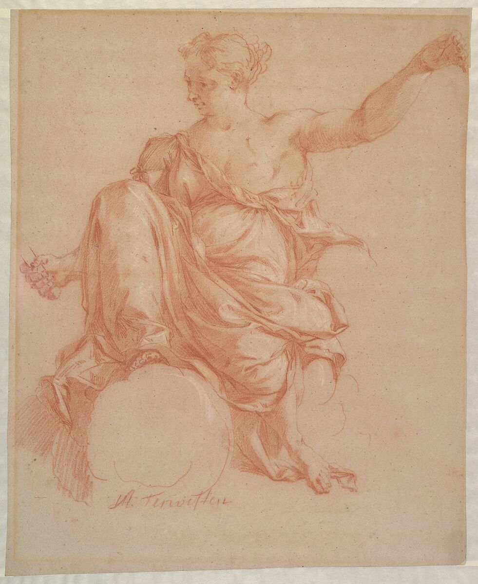 Study for an Allegory, Augustin Terwesten (Dutch, Ouwekerk 1649–1711 Berlin), Red chalk, heightened with white chalk 