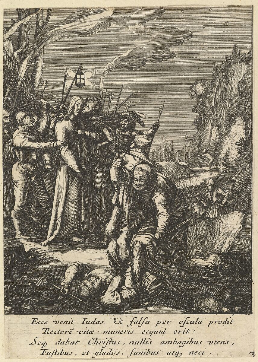 The Betrayal of Christ, from "The Passion of Christ", Nicolas Cochin (French, Troyes 1610–1686 Paris), Etching 