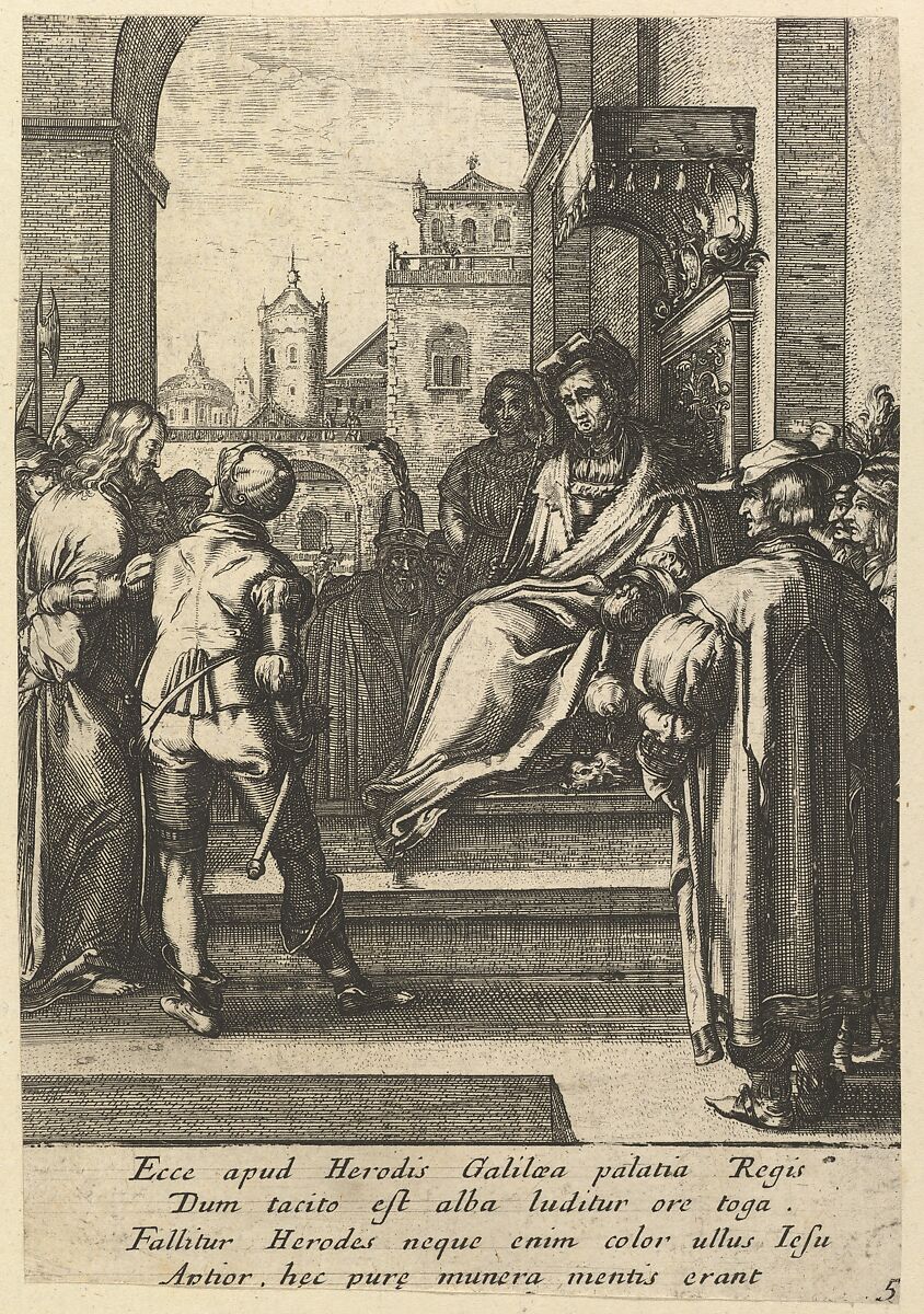 Christ Before Pilate, from "The Passion of Christ", Nicolas Cochin (French, Troyes 1610–1686 Paris), Etching 