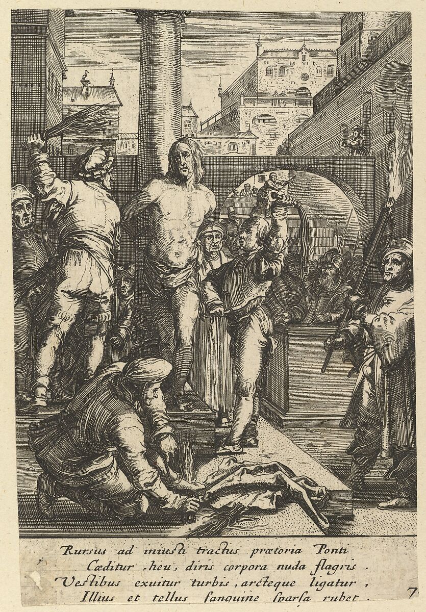 The Flagellation of Christ, from "The Passion of Christ", Nicolas Cochin (French, Troyes 1610–1686 Paris), Etching 