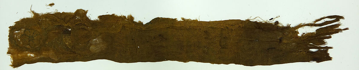 Textile fragment with floral scroll, Silk embroidery, China