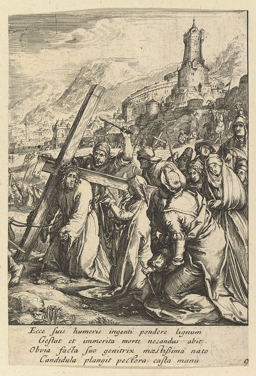 Christ Carrying the Cross, from "The Passion of Christ", Nicolas Cochin (French, Troyes 1610–1686 Paris), Etching 