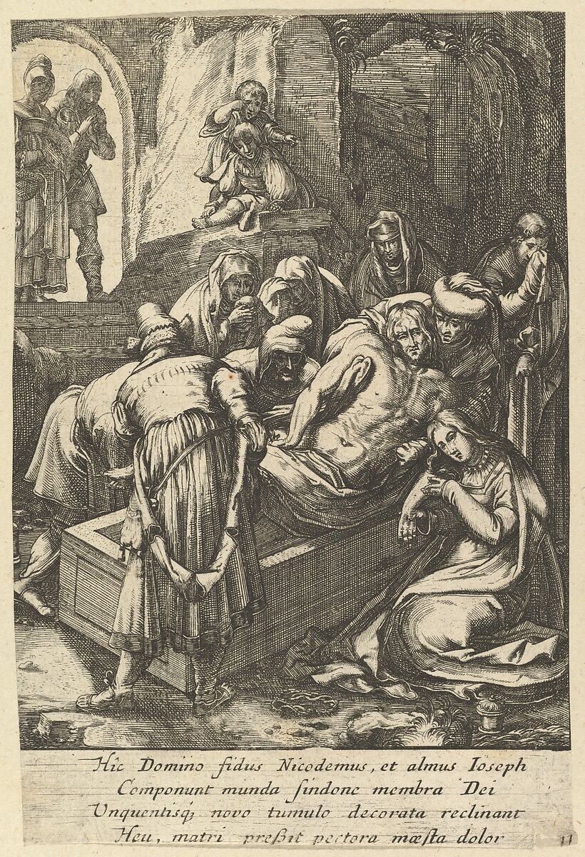 The Entombment, from "The Passion of Christ", Nicolas Cochin (French, Troyes 1610–1686 Paris), Etching 
