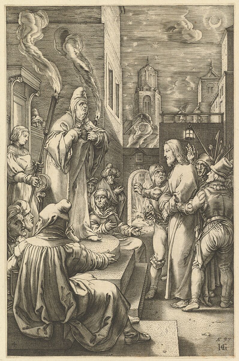 Christ Before Caiaphas, from "The Passion of Christ", Anonymous, Engraving 