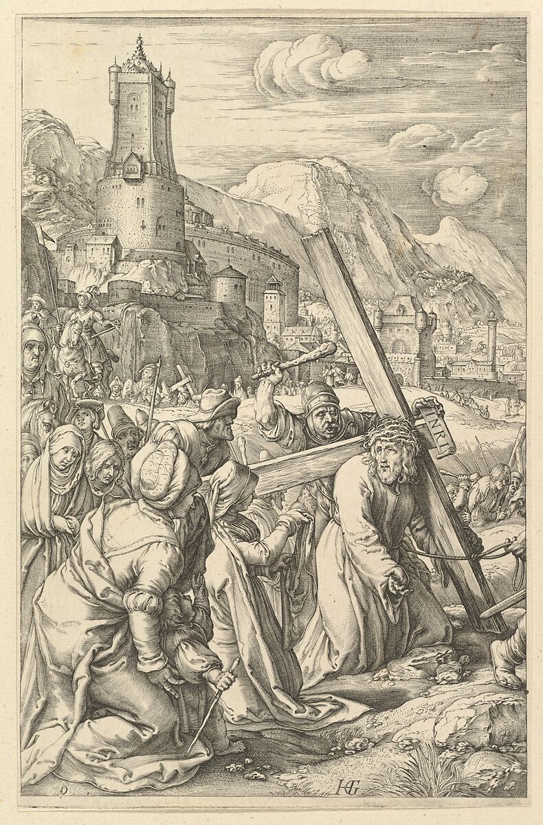 Christ Carrying the Cross, from "The Passion of Christ", Anonymous, Engraving 
