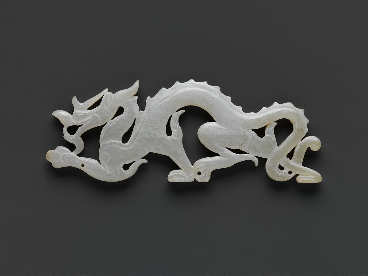 Plaque in the shape of a dragon, Jade (nephrite), China