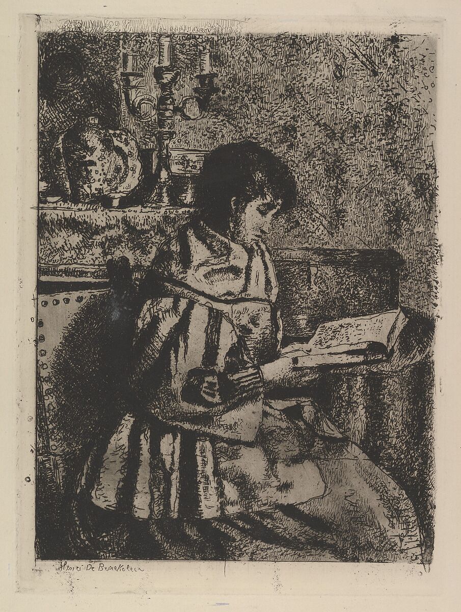 The Reader, Henri Jean Augustin de Braekeleer (Belgian, Antwerp 1840–1888 Antwerp), Etching on wove paper 