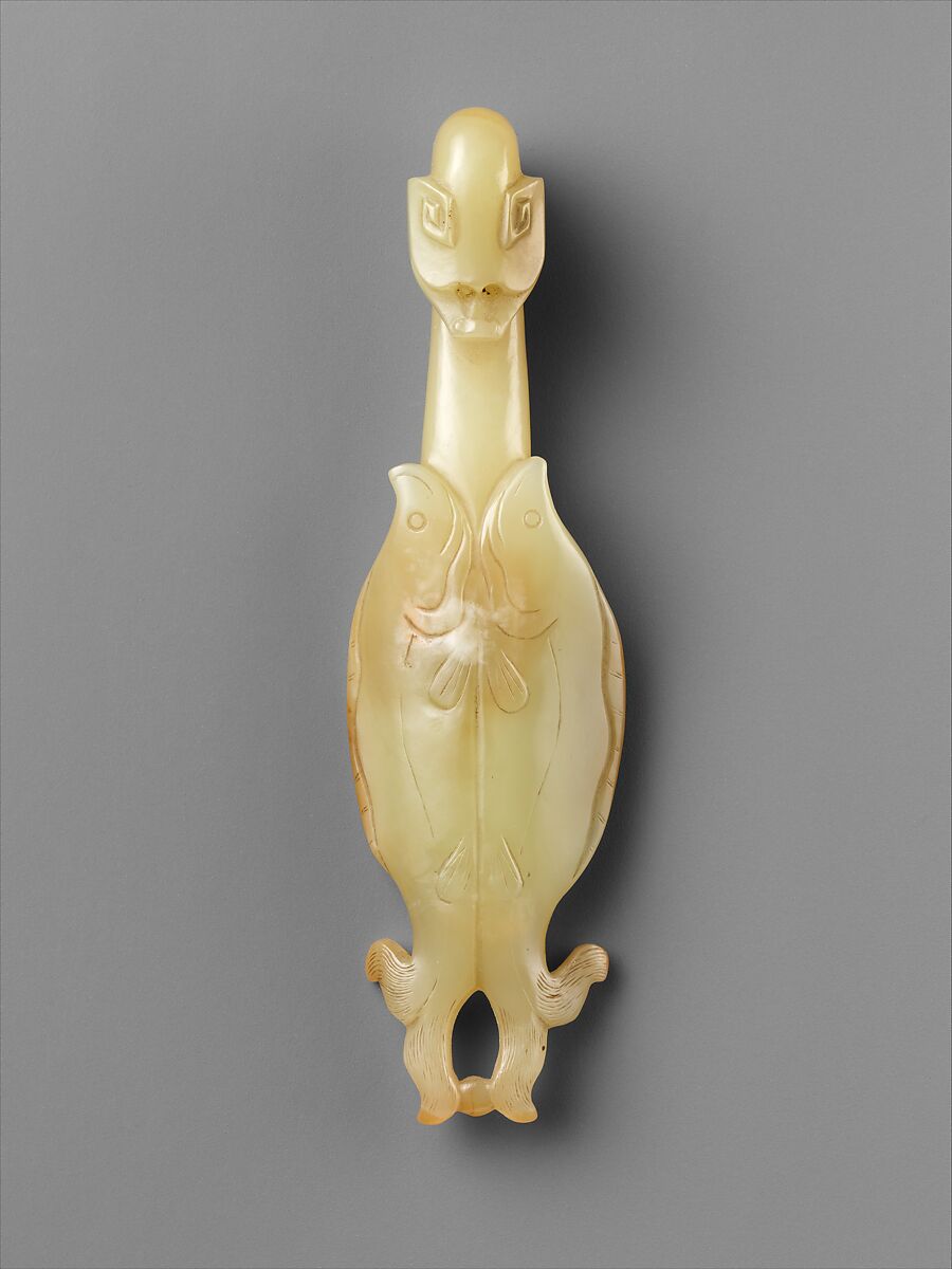 Belt hook with twin fish, Jade (nephrite), China 