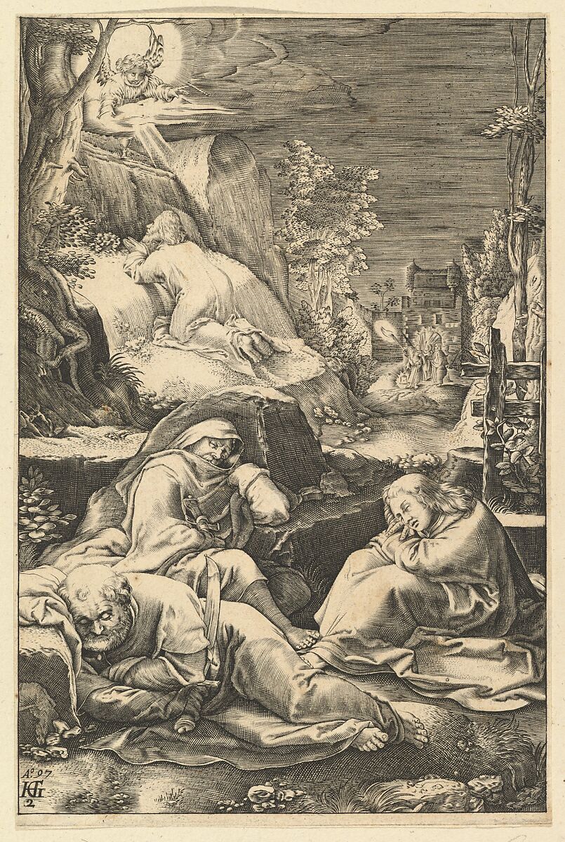 The Agony in the Garden, from "The Passion of Christ", Abraham Hogenberg (German, Cologne 1579/90–after 1656 Cologne), Engraving 