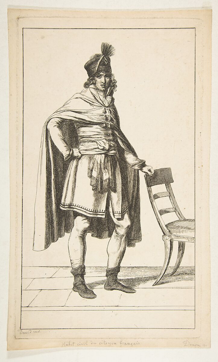 Civil Garb of the French Citizen, After Jacques Louis David (French, Paris 1748–1825 Brussels), Etching 