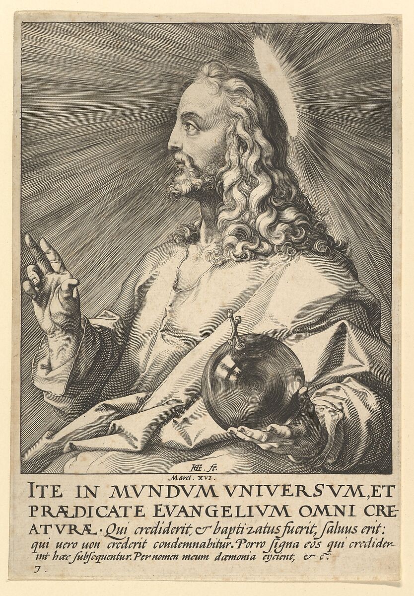 Christ, from Christ, the Apostles and St. Paul with the Creed, Hendrick Goltzius (Netherlandish, Mühlbracht 1558–1617 Haarlem), Engraving 