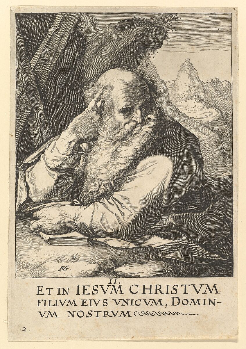 St.  Andrew, from "Christ, the Apostles and St. Paul with the Creed", Hendrick Goltzius (Netherlandish, Mühlbracht 1558–1617 Haarlem), Engraving 