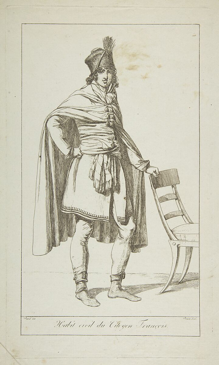 Civil Garb of the French Citizen, After Jacques Louis David (French, Paris 1748–1825 Brussels), Etching 